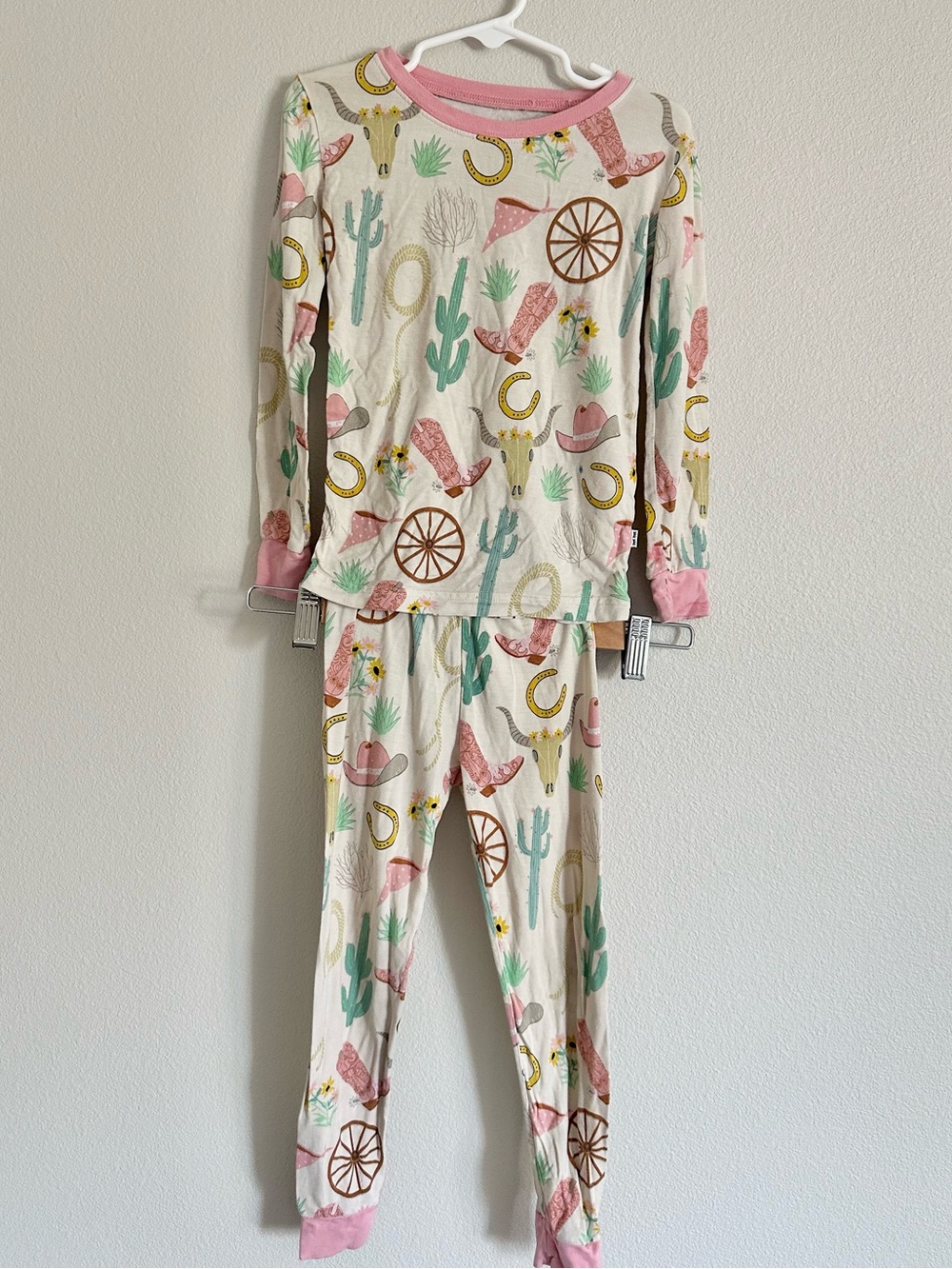 Little Sleepies Ready to Rodeo Pink & Cream Bamboo Pajamas 3T